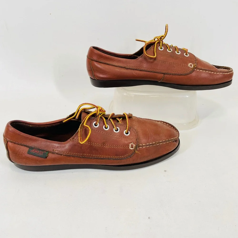 GH Bass Outdoor Mens Brown Leather Camp Moccasins Boat Shoes Size 10 M